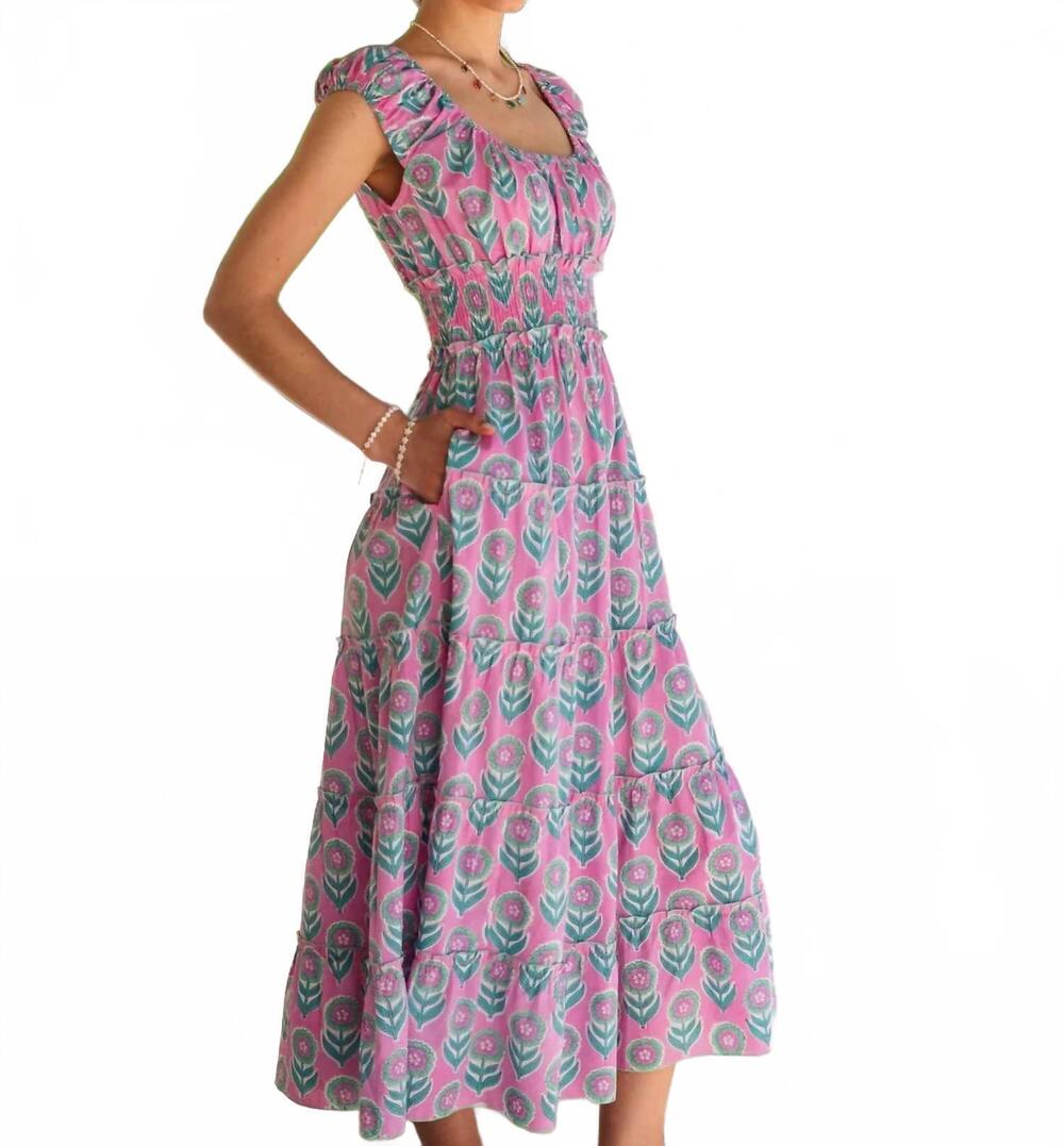 NEW PINK CITY PRINTS rah rah midi dress in lilac buta